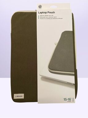 U Brands Olive Green Corduroy Sleeve for 15–16" Laptops/Tablets